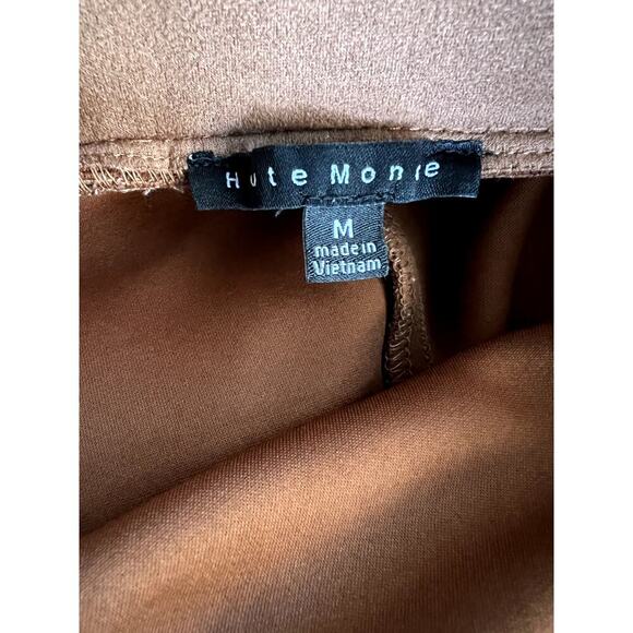 Haute Monde brown suede look pleated skirt  Size M - Picture 3 of 5